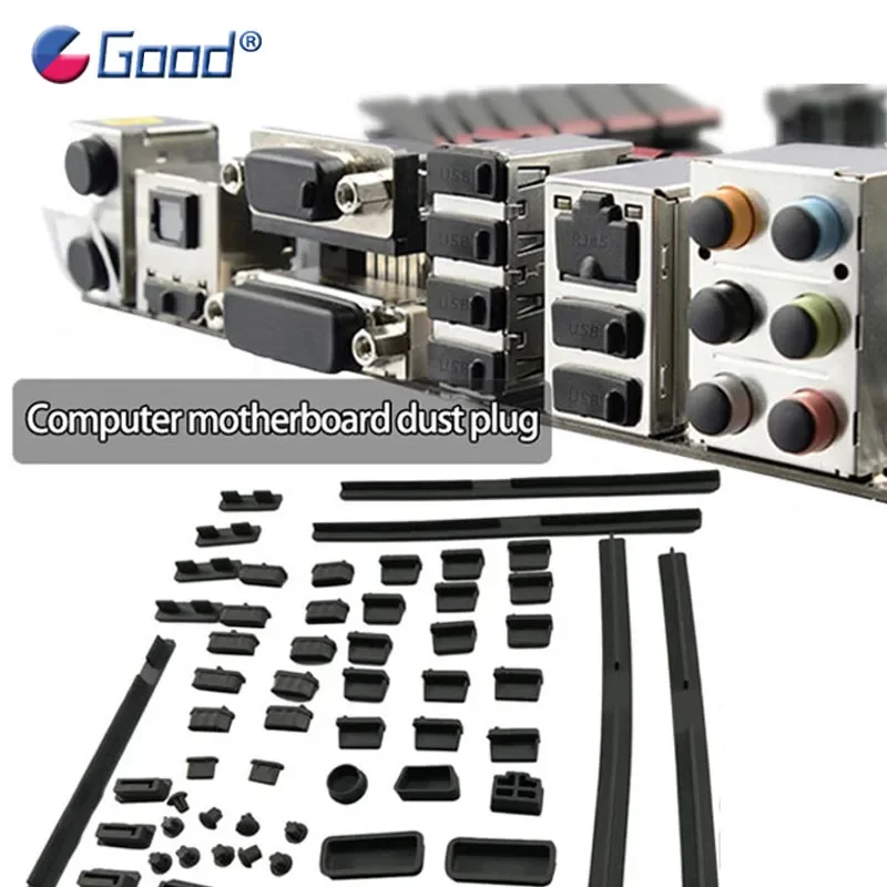 

Desktop Computer Motherboard Dust Plug VGA，DVI,USB Network,Cable Universal Chassis Graphics Card Black Dust Stopper Protectors