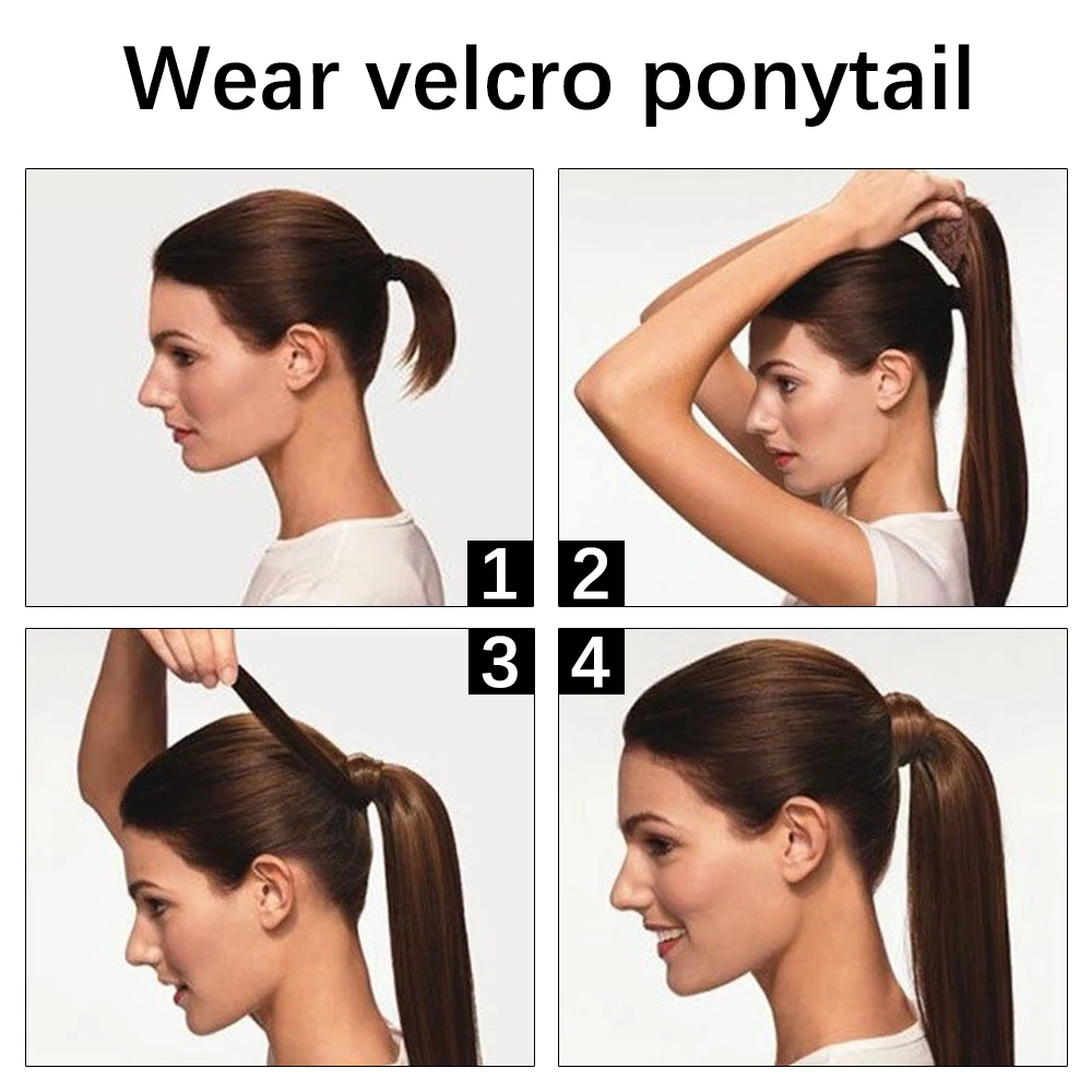 Synthetic Long Straight Ponytail Extensions 22 Inch Wrap Around Light Golden Brown Ponytails Hair Piece Pony Tail Hair Extension