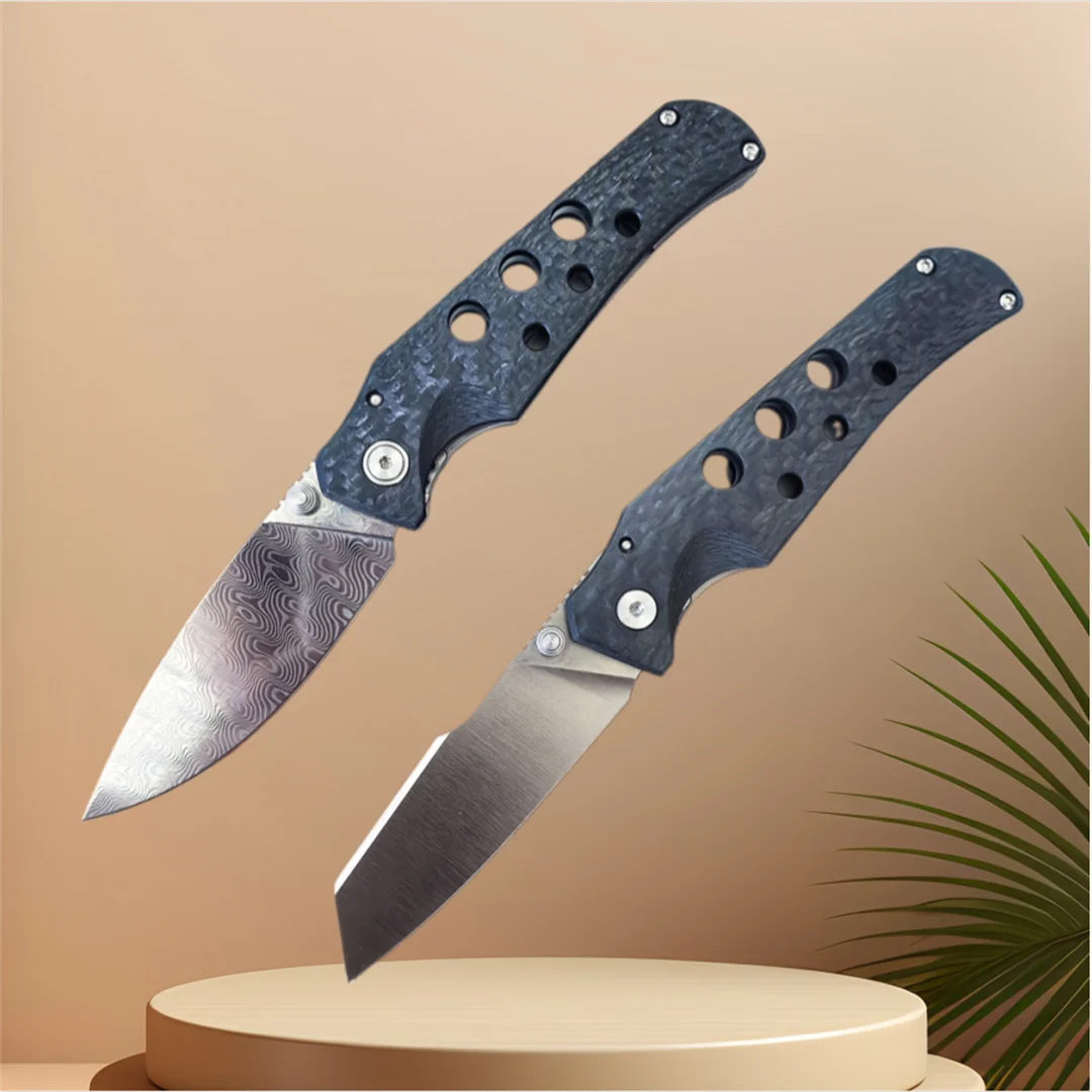 M390 Steel Folding Knife Carbon Fiber Titanium Alloy Handle Bearing Camping Fishing Hunting Outdoor Rescue EDC Defense Tool