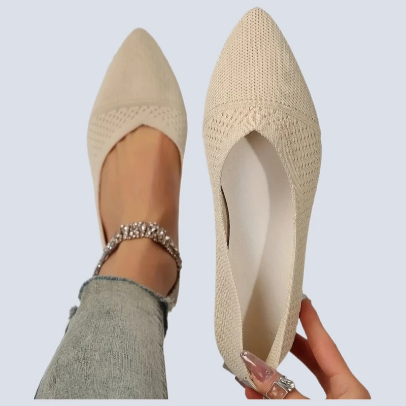 

Women Slip on Ladies Shoes Casual Breathable Ballet Women Flat Loafers Women's Pointed Toe Solid Color Knitted