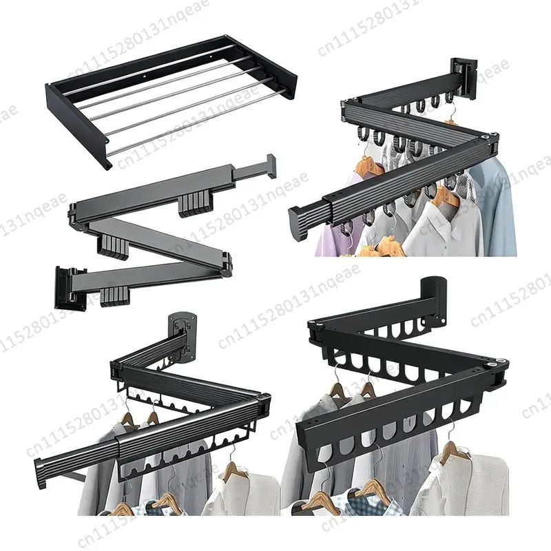 Balcony Wall Hanging Folding Drying Rack Telescopic Storage Space Saving