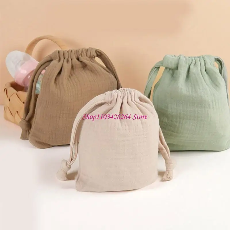 Cotton Storage Pouches Elastic Cord Secure Top Organization for Kids Essential