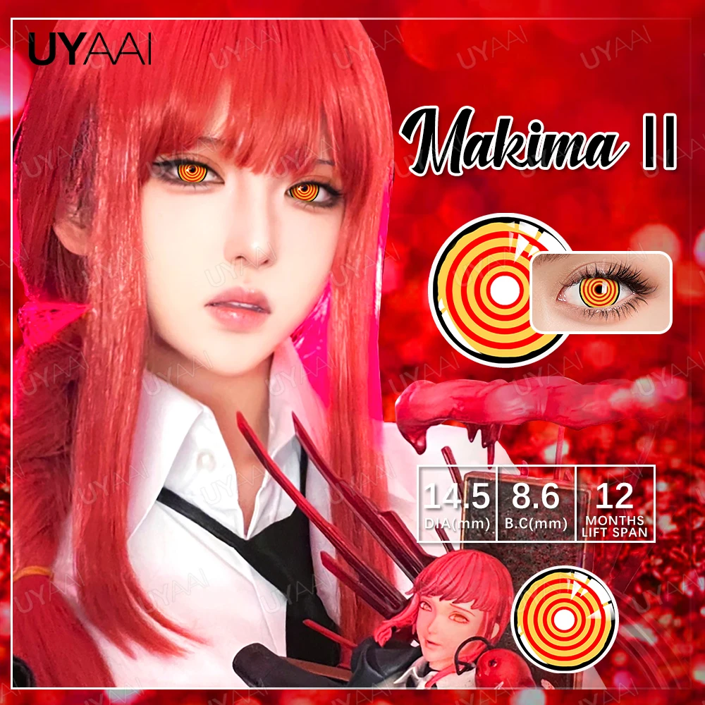 UYAAI 1 Paar Cosplay Kontaktlinsen Für Augen Anime Kettensäge Mann Linsen Halloween Make-Up Auge