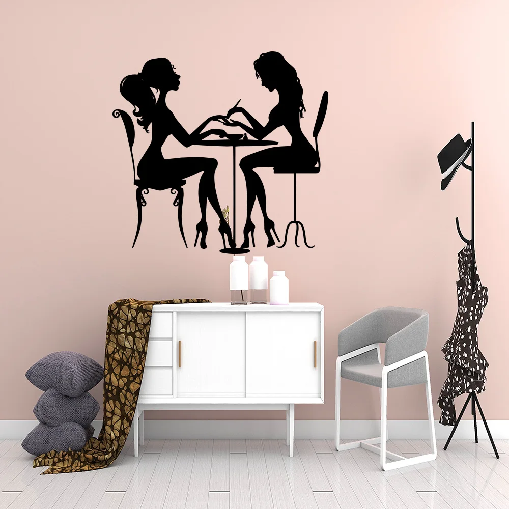 Hot Sale Beauty Salon Vinyl Wall Stickers Decal Nail Salon For Girls Room Decor Nail Salon Wall Decor pegatinas de pared adesivo