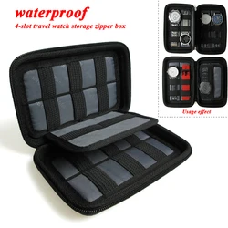 Eva Hard Shell 4-Slot Watch Case Portable Strap Data Cable Bag Waterproof Travel Watch Storage Zipper Box