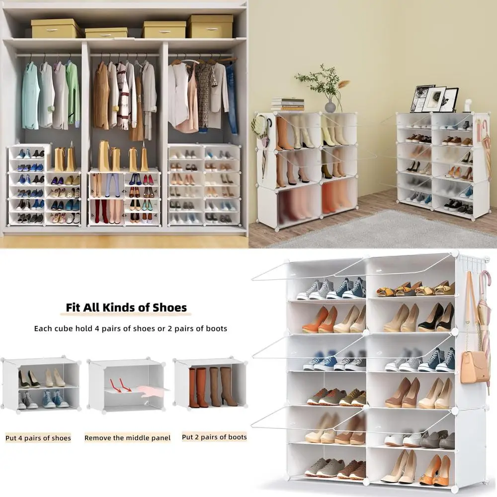 

Шкаф для хранения обуви на 24 пары с дверцами и полками для прихожей, коридора и спальни