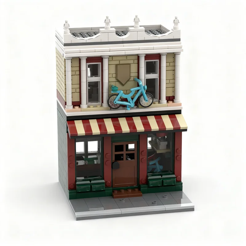 

600PCS MOC Street View Bicycle Shop Mini Modular Model Building Block Architecture DIY Assembly Display Home Decor Gift Building