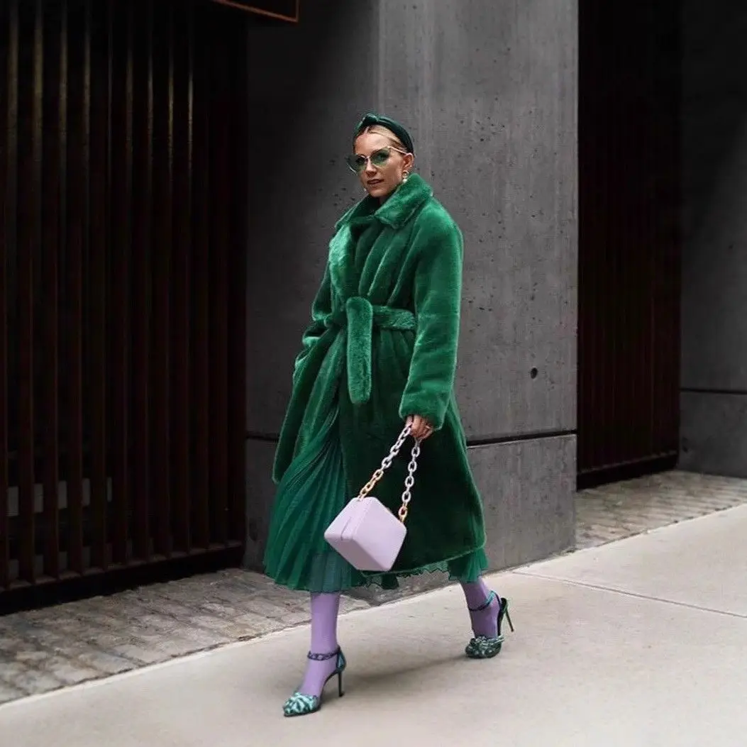 Długi płaszcz z prawdziwego futra norek, damski, modny, ze sztucznego futra królika, odzież wierzchnia na jesień i zimę.