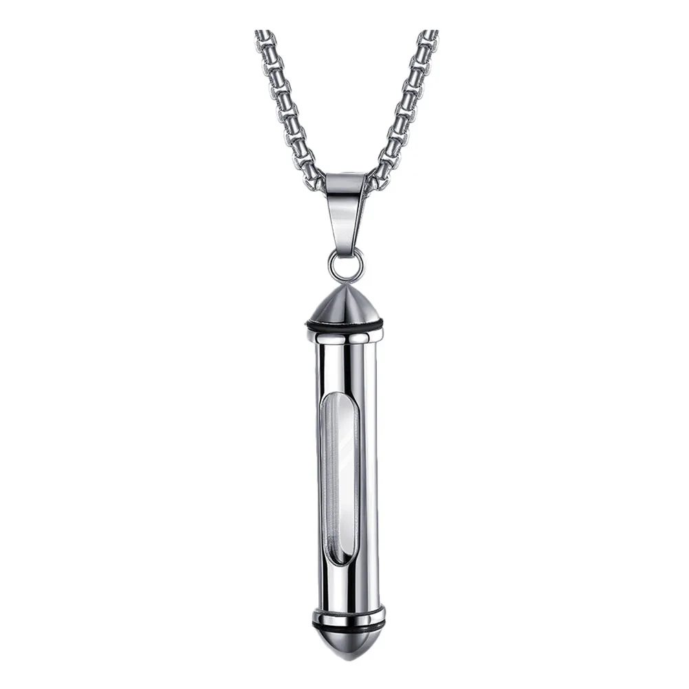 

1pc Titanium Steel Ashes Necklace For Men Cremation Urn Pendant Memorial Jewelry Keepsake For Loved One Pet Hair Storage