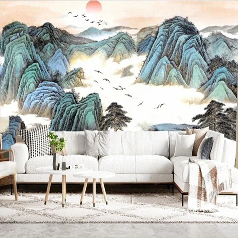 MU8054  Photo Papel De Parede Chinese Artistic Conception Beautiful Lotus Mural Wallpapers For Living Room Bedroom Home Decor