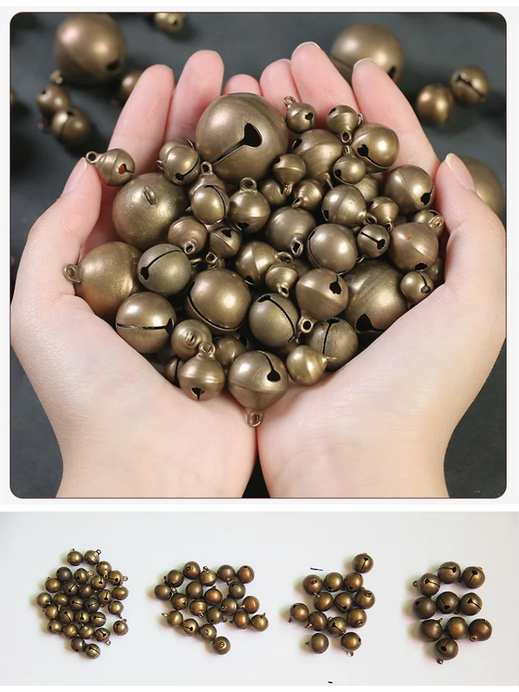 5-50 sztuk Vintage Retro 6-28mm miedziane Jingle Bells na przyjęcie weselne akcesoria ręcznie robiona biżuteria DIY ozdoby choinkowe — zdjęcie 2