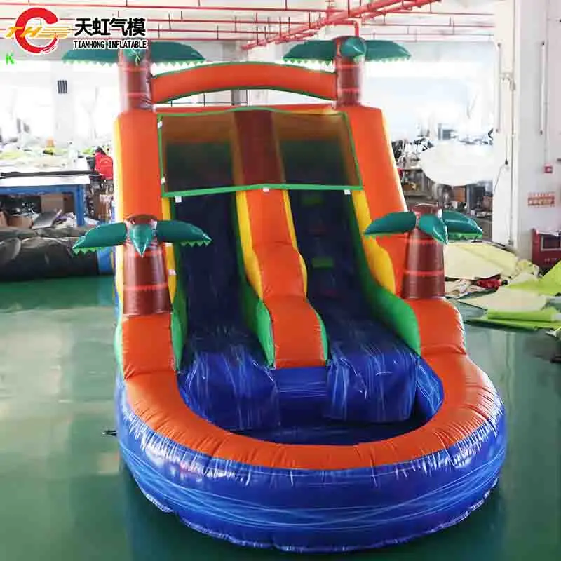 6x2,5x3m aufblasbare kommerzielle Palmen-Wasserrutsche mit Pool-Endstück für den Sommer-Garten