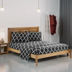Simple Print Style Polyester Bed Set Fitted sheet Flat Sheet Pillowcase Bedding Set Bed Sheet (No Padding),Suitable For Bedroom