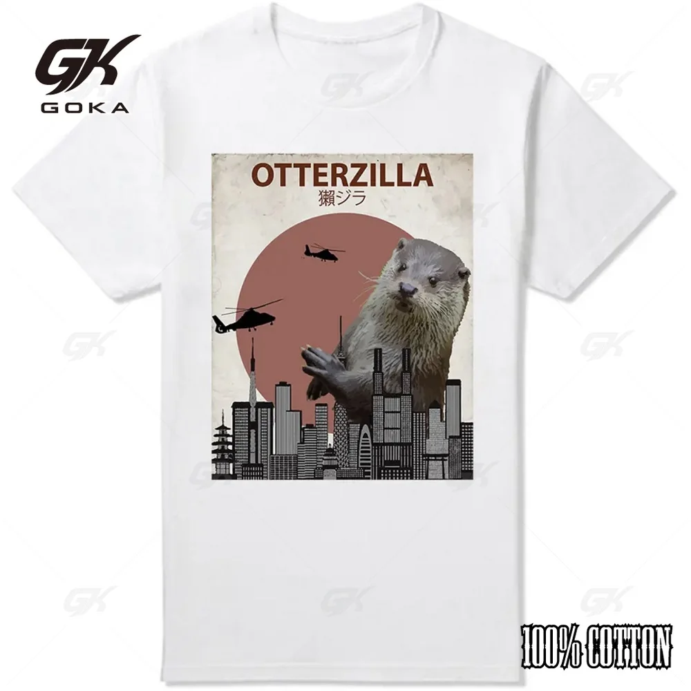 Funny Hot Sale Fashion Otterzilla Graphic T-Shirts Men clothing Summer Cartoon Pattern Women Short Sleeve Casual Tops Unisex