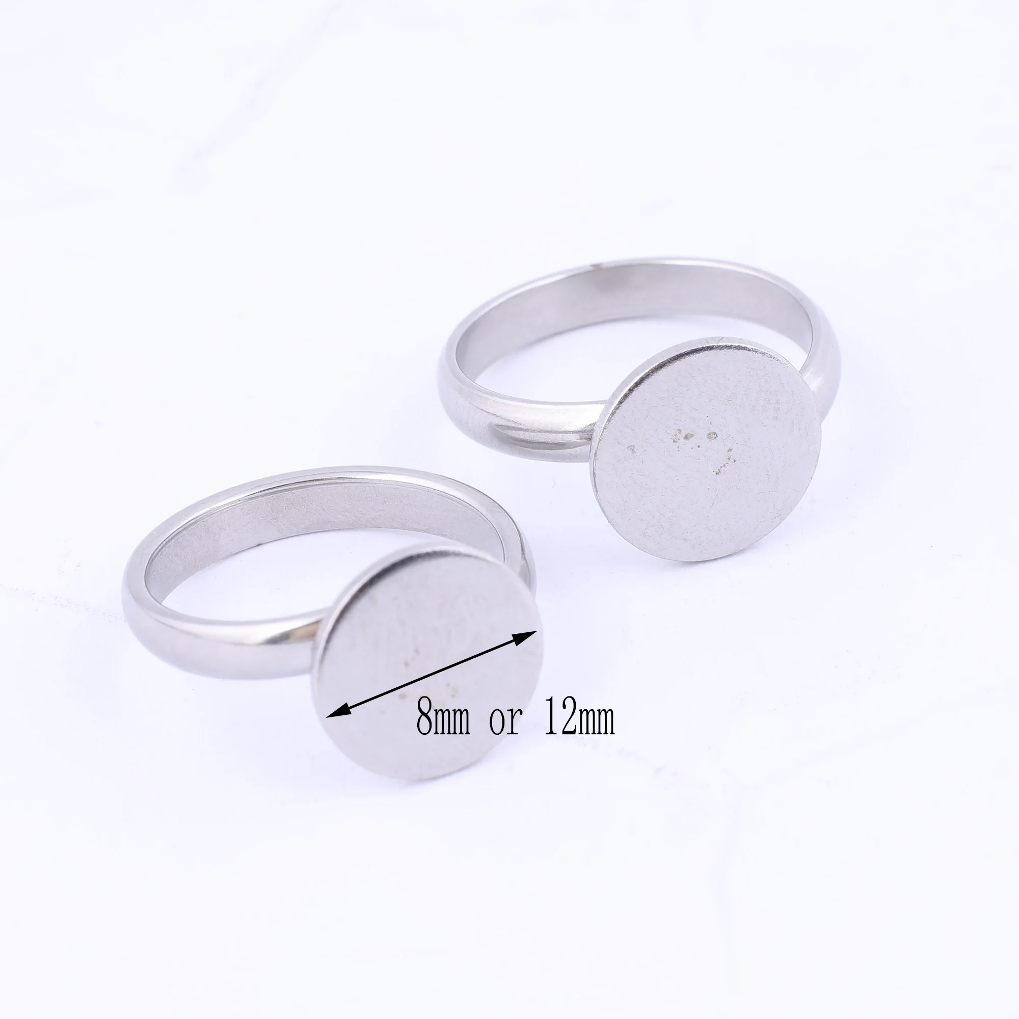 10pcs stainless steel adjustable 8mm 12mm disc pad ring bezel settings gold plated fingerring base blanks for jewelry making
