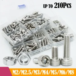 Hex Socket Round Head Screws DIN912 304 Stainless Steel Hexagon Cap Allen Bolt M2 M2.5 M3 M4 M5 M6 M8 L=25mm Machine Screw Nut