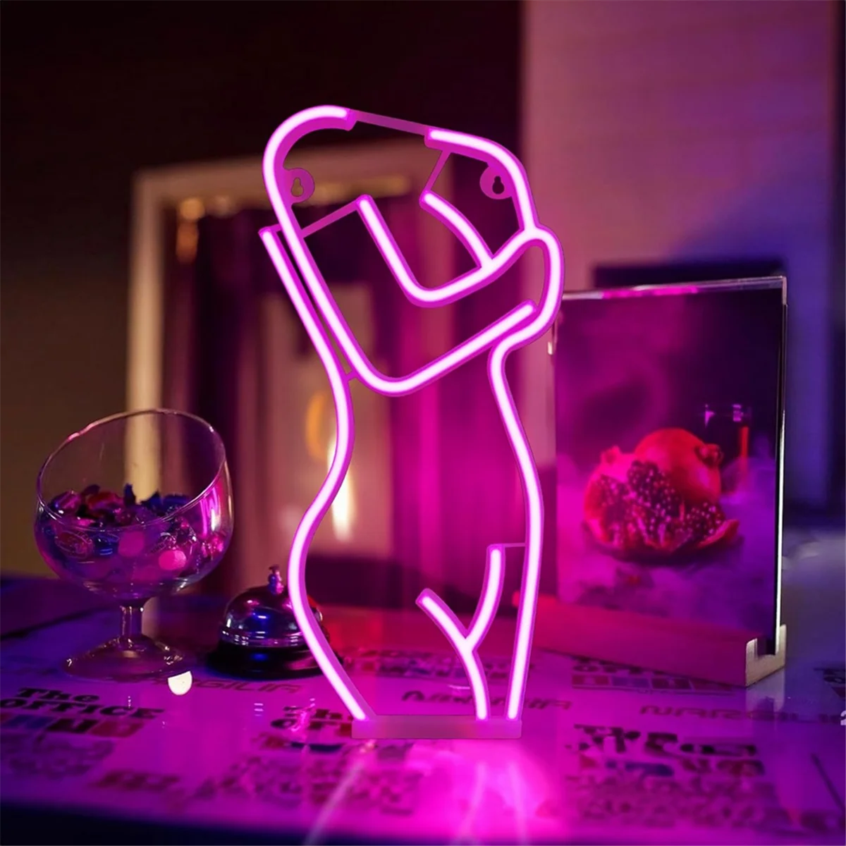 

KZQ-fLady Neon Signs, Led Night Light Wall Art Men Cave Decor Silhouette Lights USB/Batteries Powered for Bedroom Bar