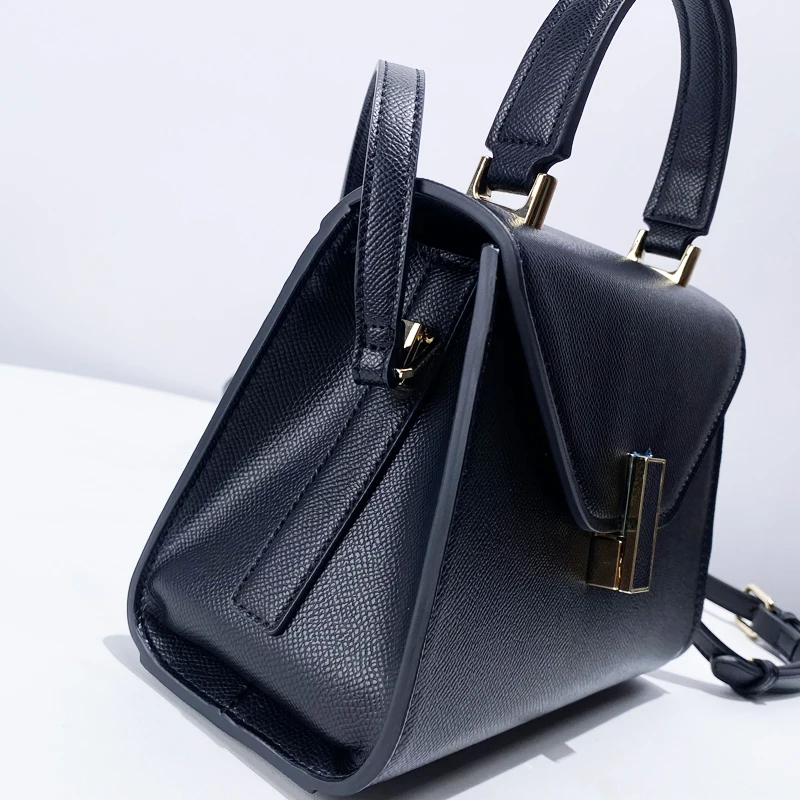 Korean Casual Bags For Women Luxury Designer Handbags And Purses 2024 New In PU Palm Texture Top Handle Lock Commuting Shoulder