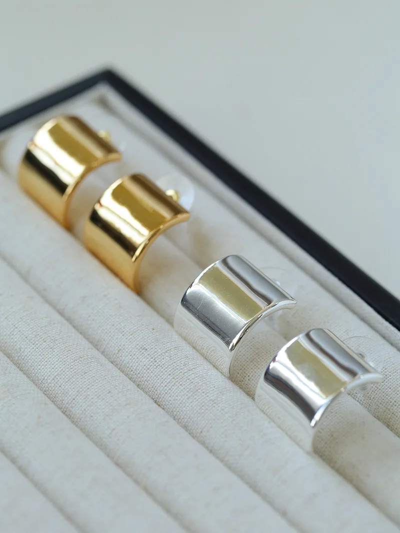 Brass With 18K Gold Arch Square Earring Women  Jewelry Punk Designer Club Cocktail  Party Boho Japan Korean