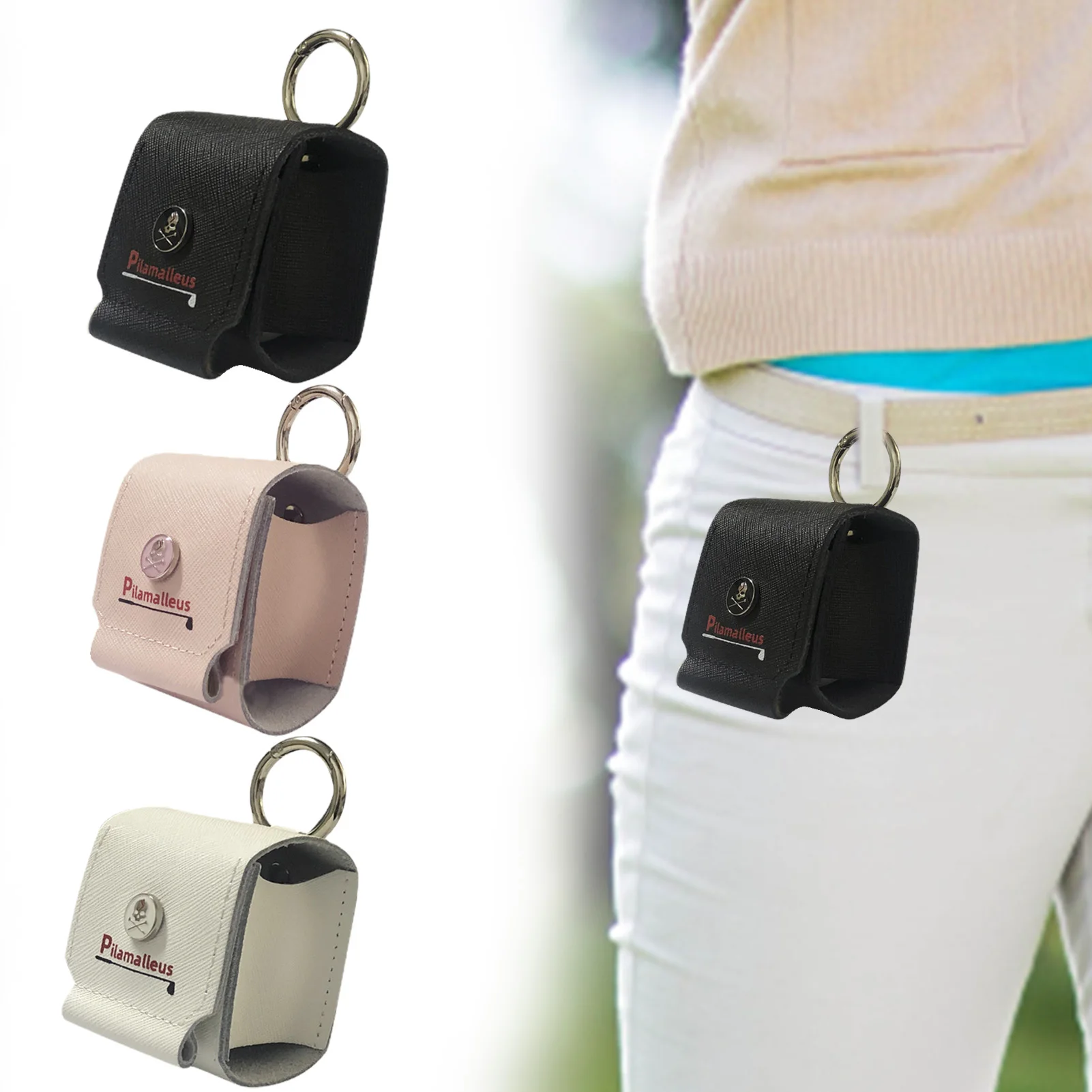 

Mini Pocket Leather Golf Ball Storage Pouch Portable Golf Waist Holder Bag Mini Golf Ball Container Waist Storage Bag