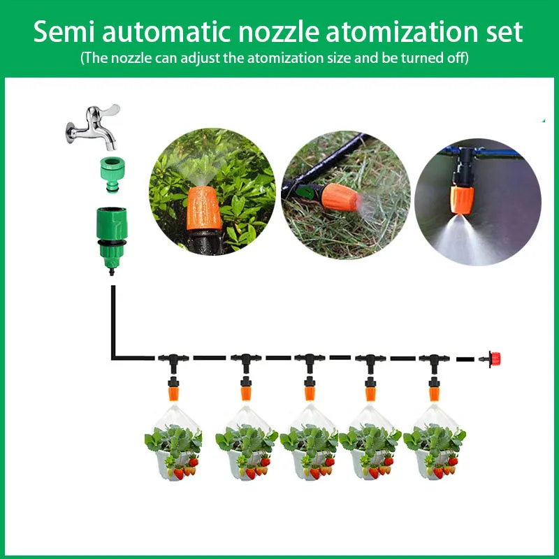 Dysze przeciwmgielne zestaw do nawadniania 5M-20M ogród automatyczne rozpylanie System nawadniania roślin z wąż PE 4/7 i złączem