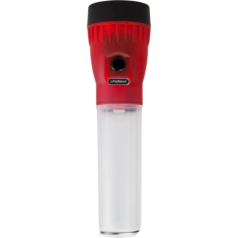 Life Gear LED Flashlight with Glow Handle, Emergency Flasher and Storage Compartment, RED
