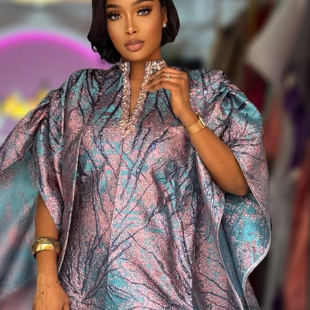 

New African Clothes For Women Kaftan Dress Fashion Party Dress Plus Size Floral Printed Gown Casual Vestidos Muslim Robe BouBou