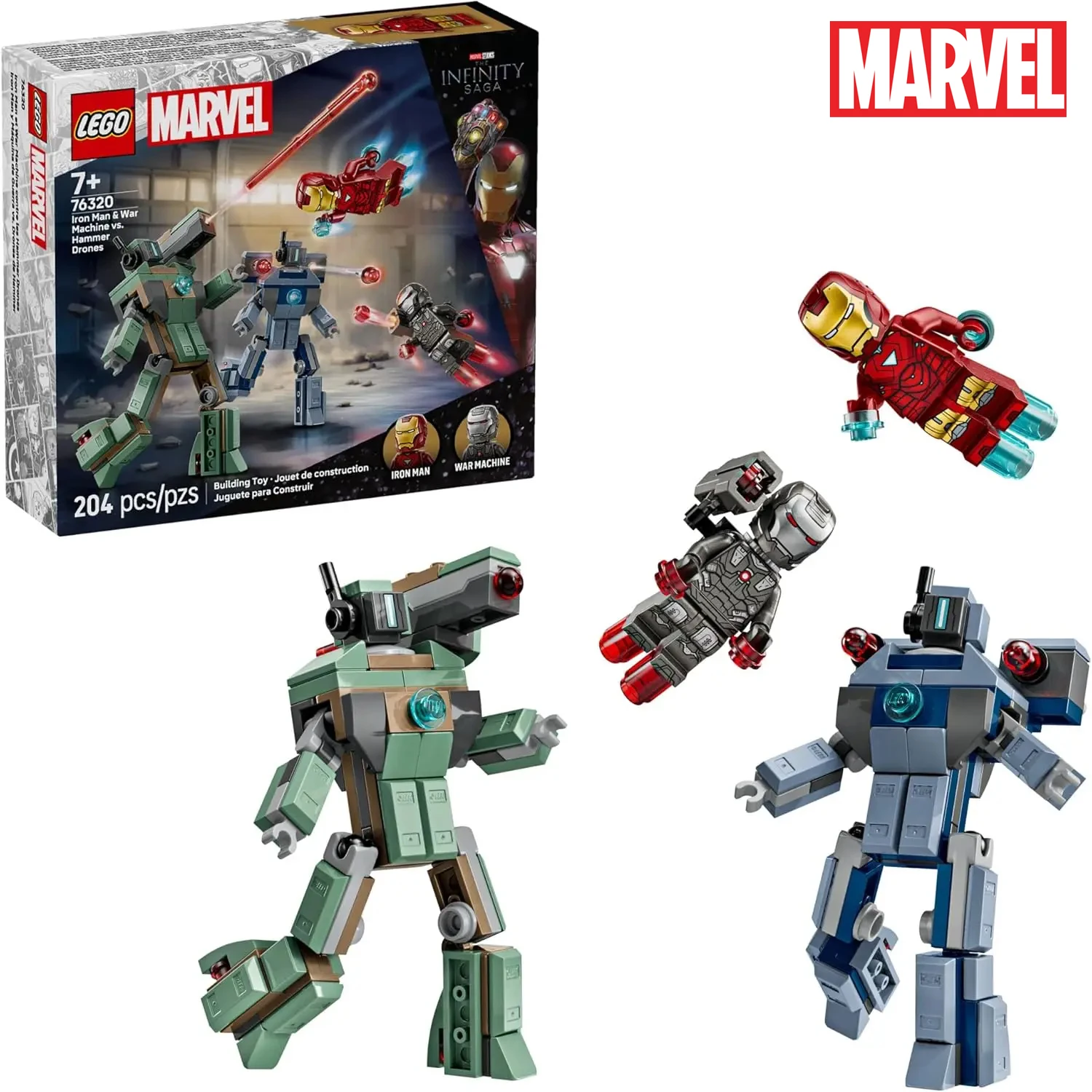 

Marvel action figure toy collectible Iron Man War Machine battle hammer drone assembly toy car desktop ornament decoration