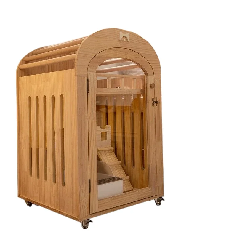 Cat villa solid wood two-story small cat house  house breathable nest house household indoor pet