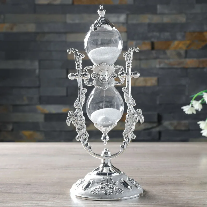 

Elegant Creative Retro Metal Hourglass Timer TV Cabinet Porch Decoration Hourglass Timer 15/30 Minute Office Living Room Decor