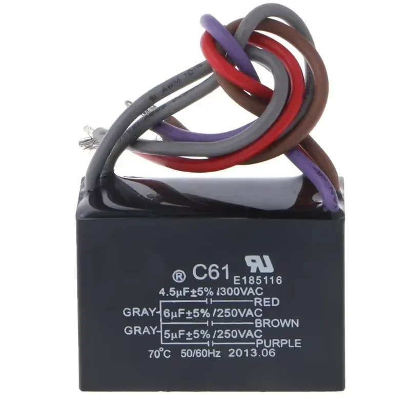 CBB61 4.5+6+5UF 4.5+6+6UF 5+5+5UF 4+4+2.5UF 4+5+6UF 5 Wire 250V Ceiling Fan Capacitor Replacement for Ceiling Fan