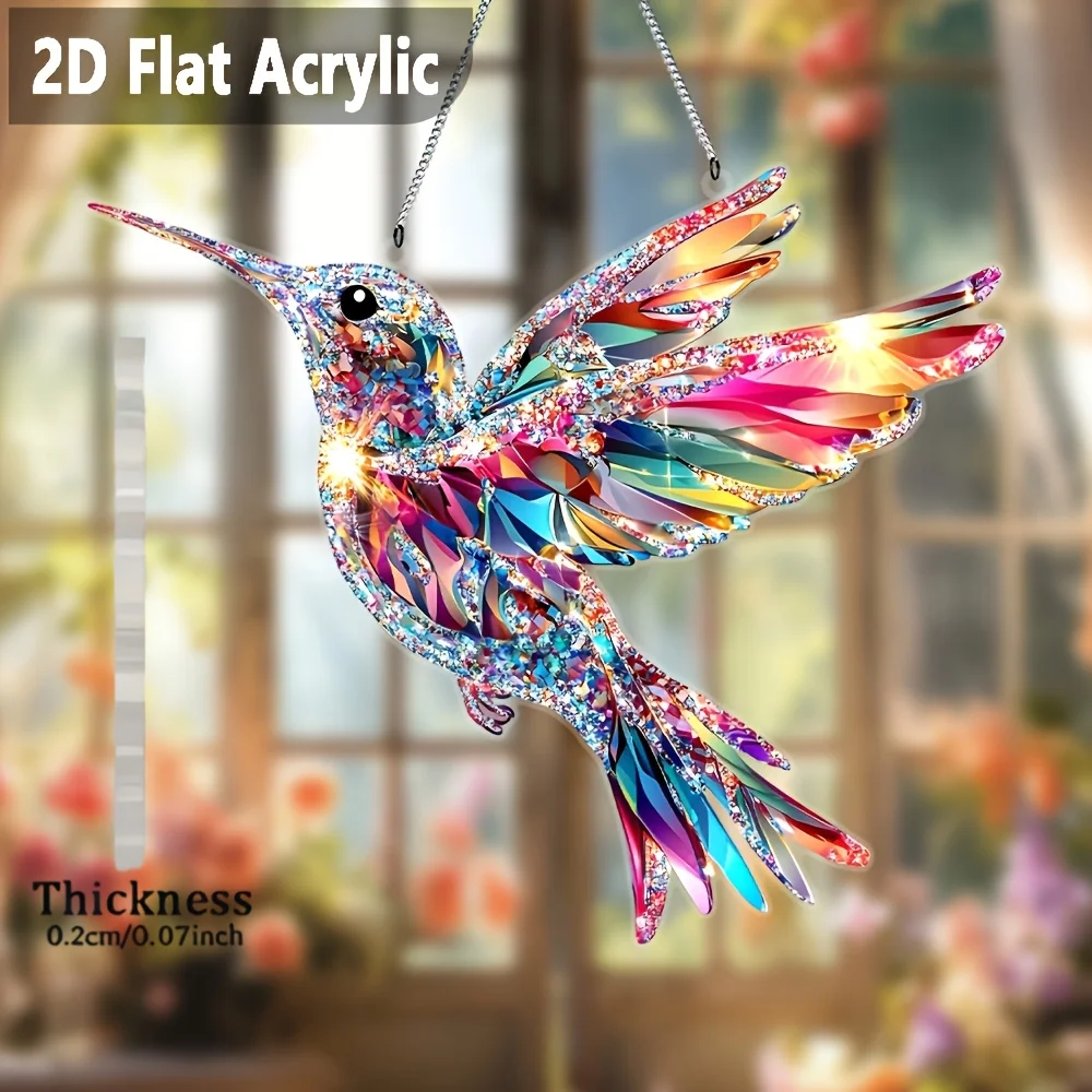 2D 1PCS Bohemian Style Hummingbird Acrylic Light Reflector Fairy Tale Fantasy Bright Colors Home Garden Decoration Perfect Gift