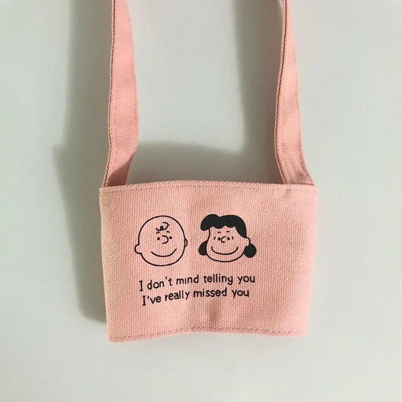 

Чехол-сумка для спортивной бутылки для воды Snoopy с ремешком, чехол-футляр для стакана, сумка для мобильного телефона, прозрачная сумка, портативные аксессуары для активного отдыха