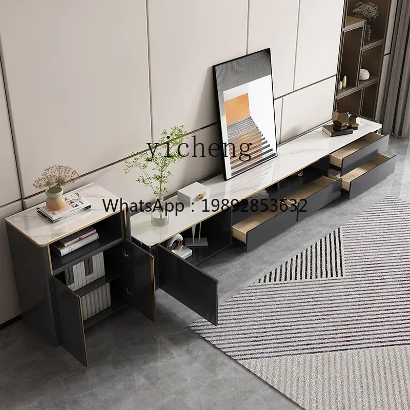 light luxury rock panel TV cabinet modern simple living room fashionable floor TV cabinet coffee table combination