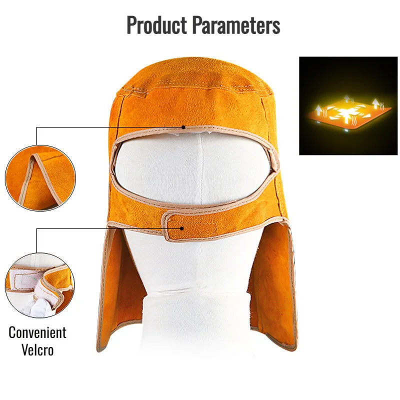 Dimming welding mask two-layer cowhide pipe welding cap glass hood head-mounted welding protective m