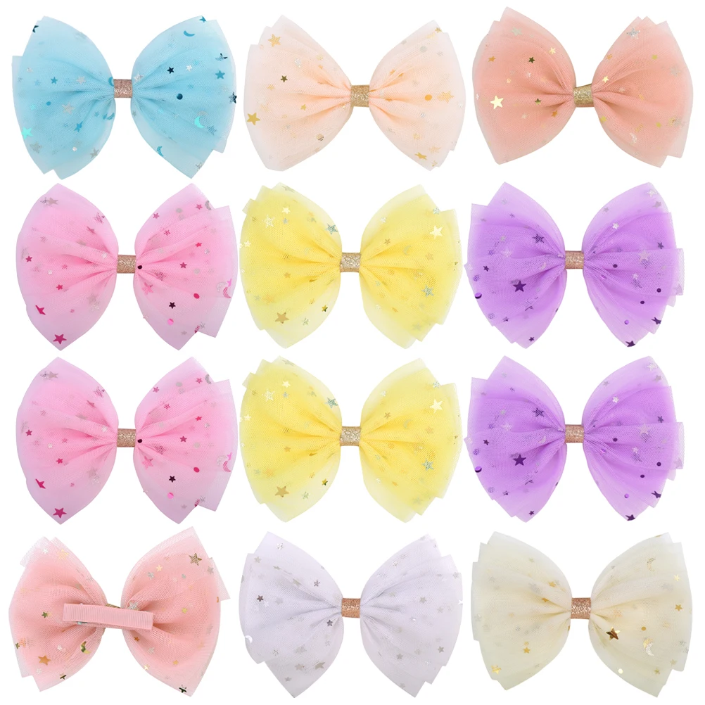 

12 pcs Girls Clips Bow Toddler Bows Mesh Infant Hair Accessories Lightweight Lovely Shape Design Fine Thick Hair