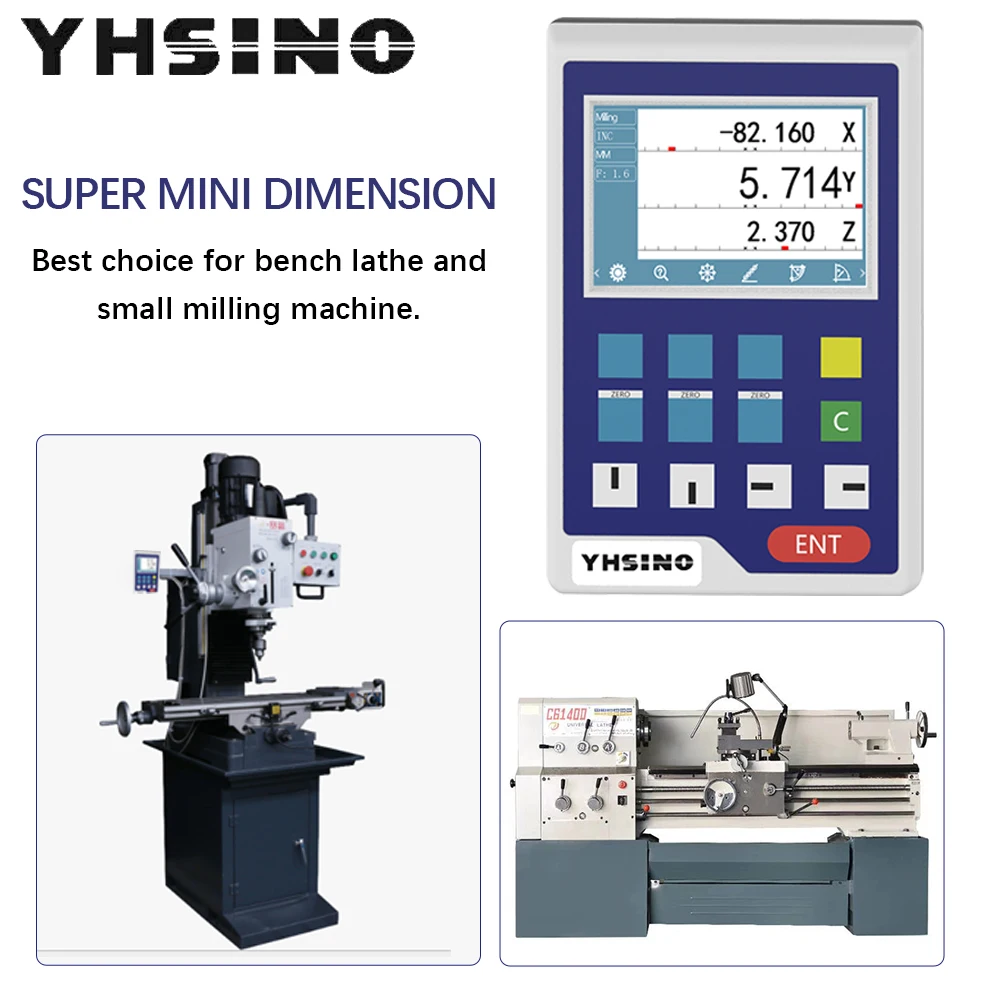 Mini Multifunction DRO Kit YH800-3A Digital Readout 3PCS Linear Encoder Sesnors 5U 5V TTL YHSINO for Lathe Mill CNC Machines