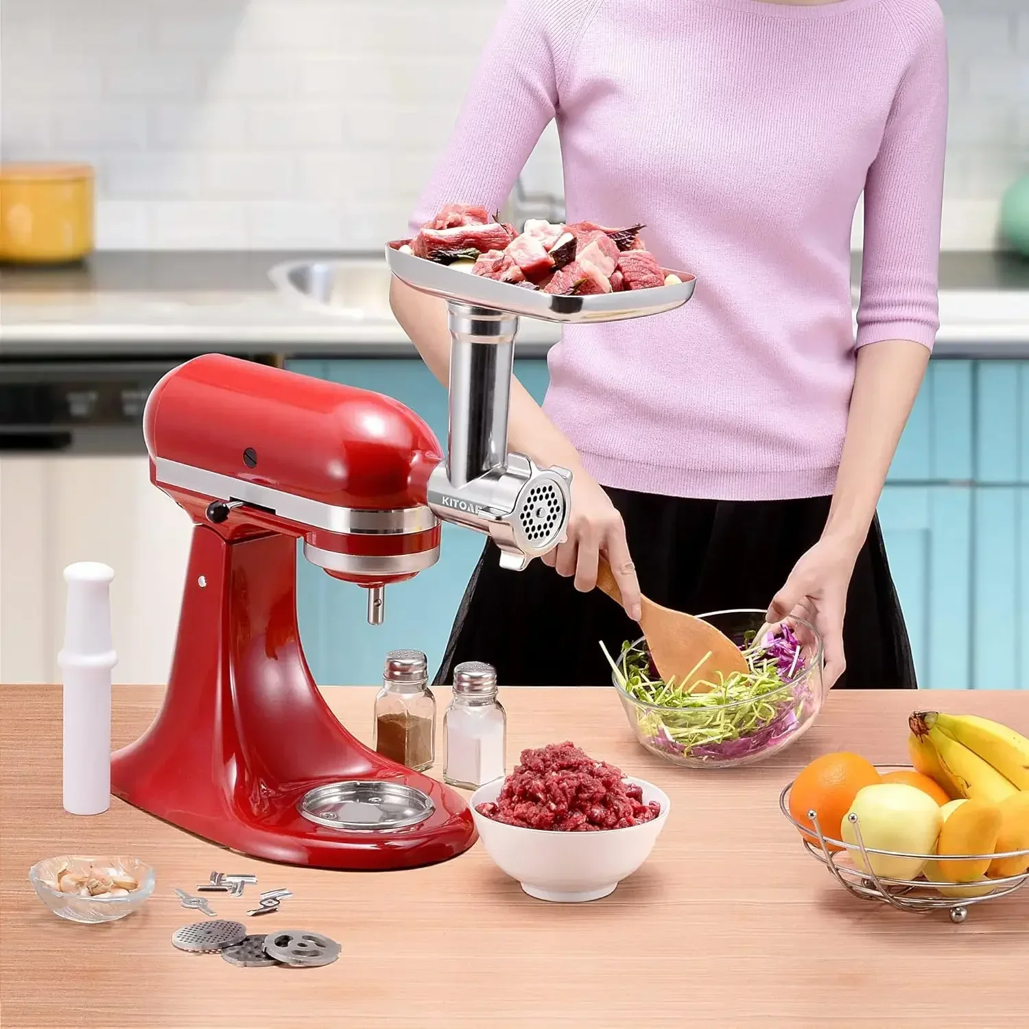 

Stainless Steel Meat Grinder Attachments for KitchenAid Mixers, Meat Grinder, Sausage Stuffer, Perfect Grinder Attachment for