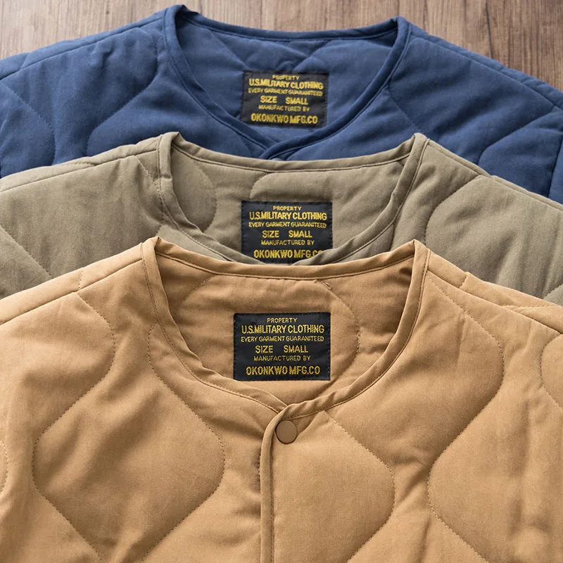 American Retro M65 Inner Cotton Jacket Men's Winter Sandwich Cotton Stitched Workwear Cotton Coat Youth Casual Fashion