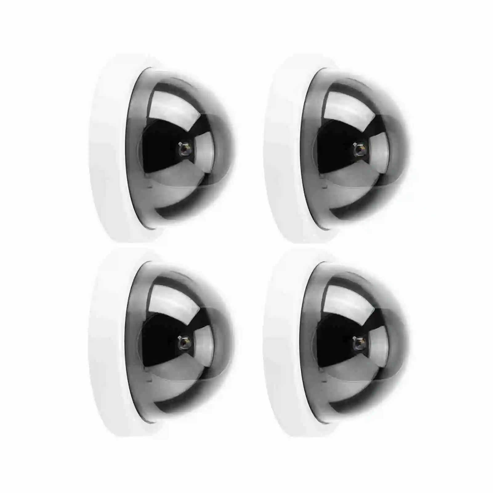 4pcs Dome Simulation Camera CCTV Dummy Fake Security Camera With Flashing Led Light (White)