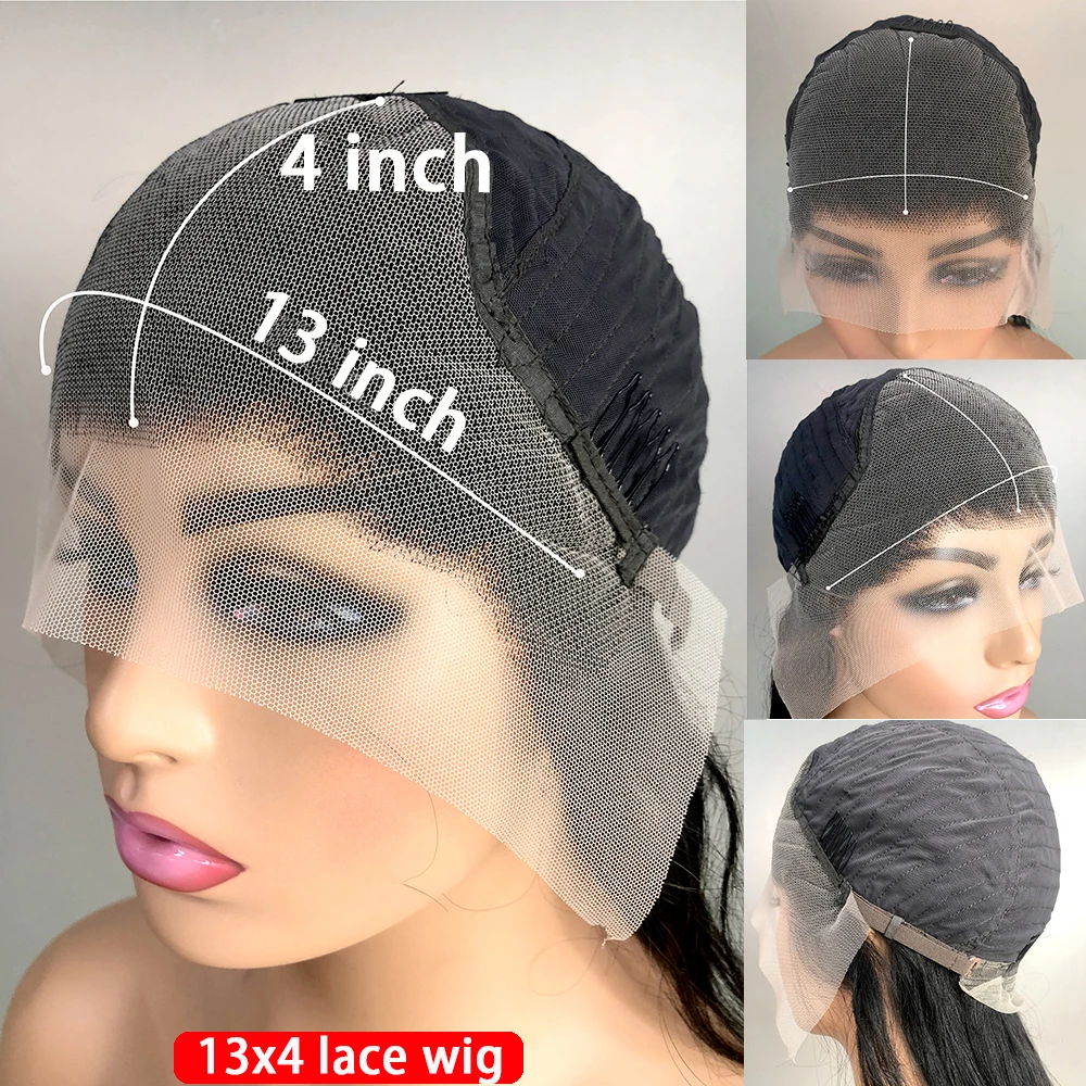 Perruque Lace Front Wig Brésilienne Naturelle, Cheveux Lisses HD, 13x4, 28 30 Pouces, Pre-Plucked, pour Femme Africaine