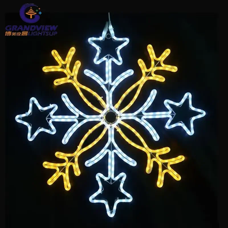 Festival Street Decoration LED Snowflake Lights Outdoor Holiday Lamp Pole Christmas Motif Light
