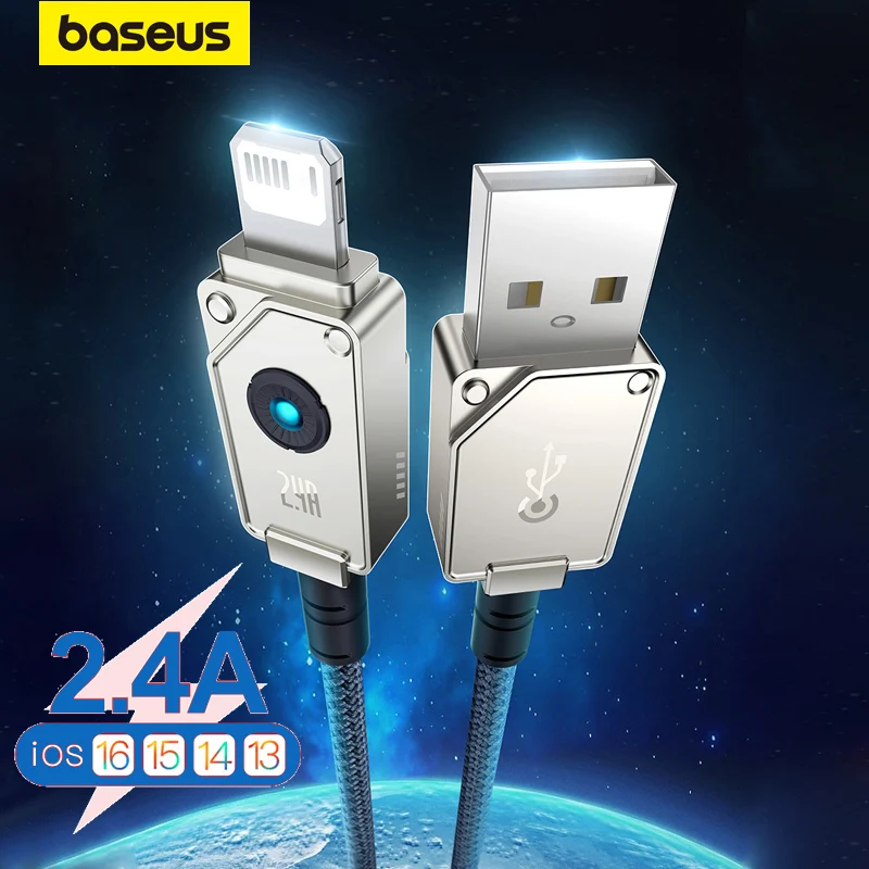 Baseus 2.4A USB Cable for iPhone 14 13 12 11 Pro Max X Xs XR 8 7 Cable Fast Charging Cable for iPad Charger Cable USB Data Line