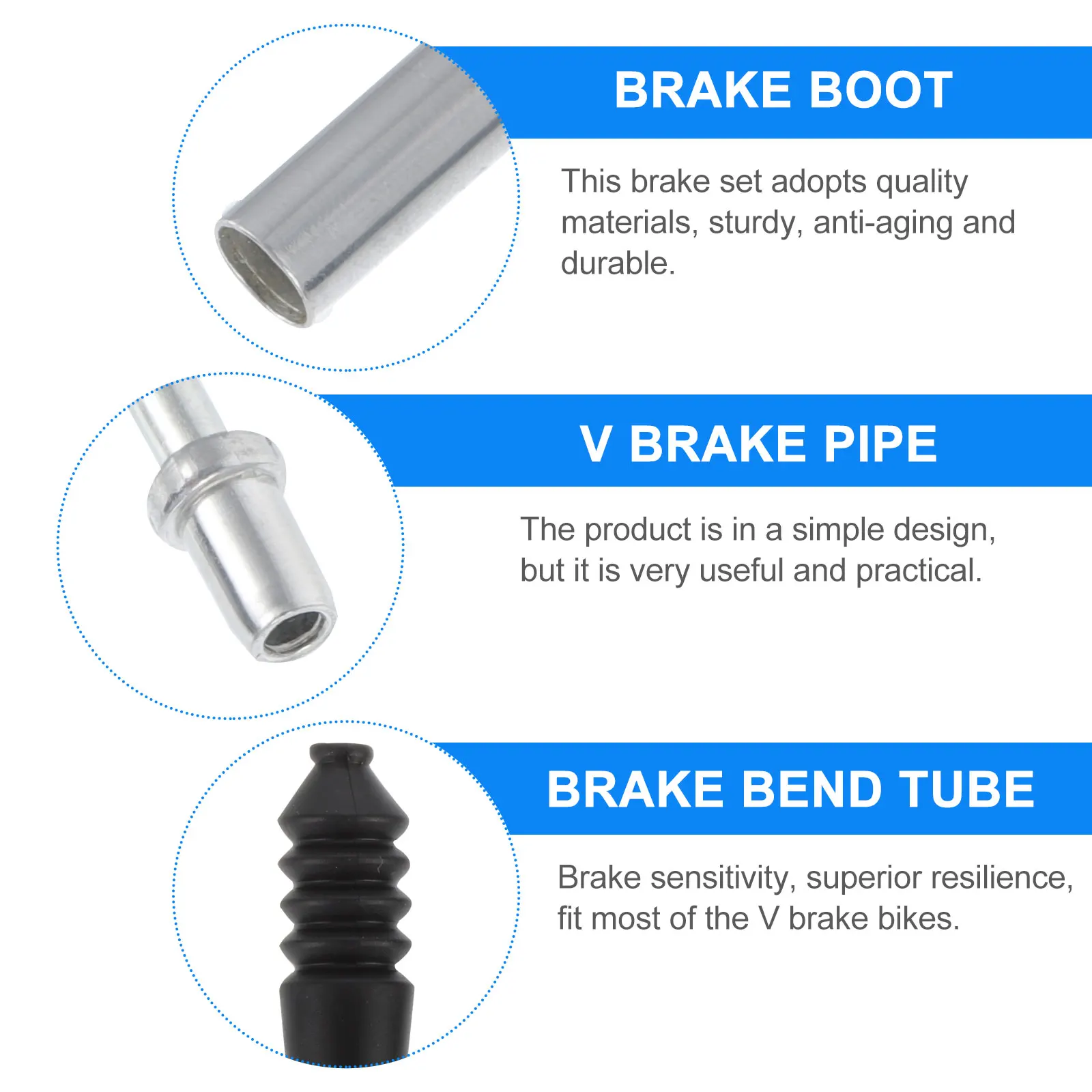 

15 set V Noodle Set Replacement Brake Boot Guide Pipe Durable Fit Most Bikes Resilient Smooth Practical Cycling