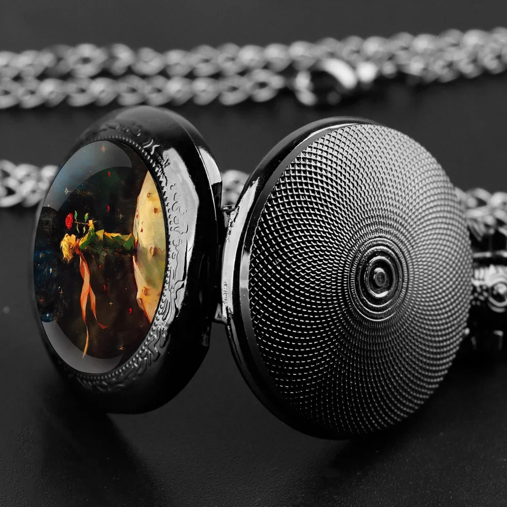 ساعة جيب على شكل قبة زجاجية من برينس آند روز مع سلسلة وقلادة كوارتز عتيقة هدية للرجال والنساء #4