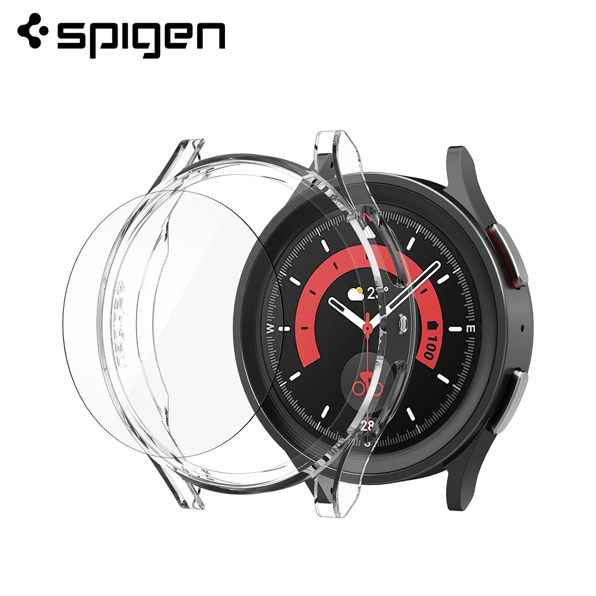 Spigen Thin Fit Glass Case for Samsung Galaxy Watch 5 Pro (45mm) Built-in Tempered Glass Screen Protector