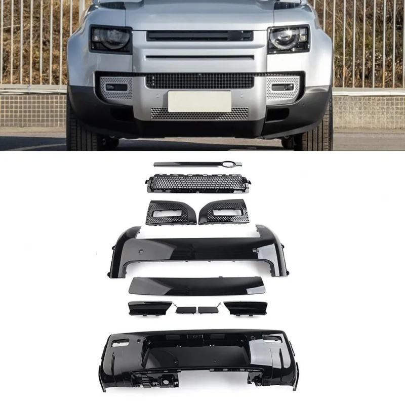 For Land Rover Defender 110 909-piece Body Parts Full Gloss Black Front and Rear Bumper Cover Trim Set