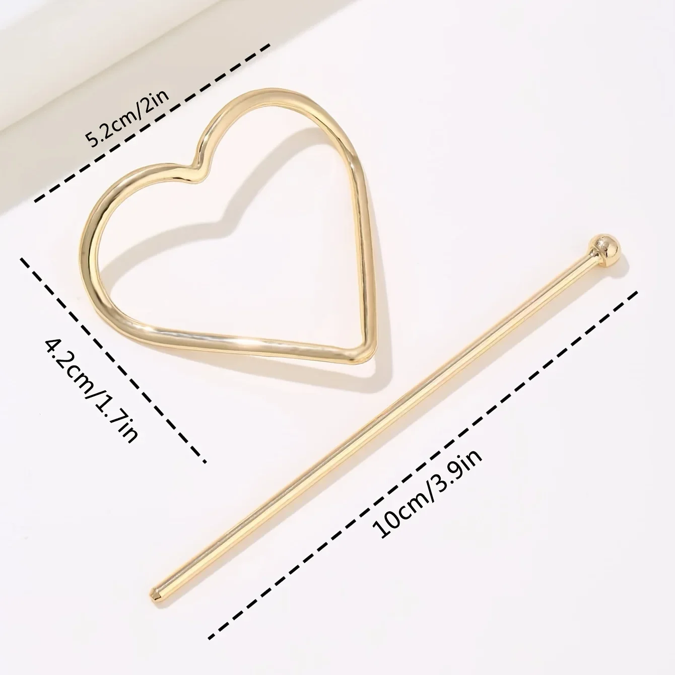 2pcs Korean Version Simple Fashion Style Alloy Heart Shaped Arrow Hairpin Hair Decoration Hairpin Hair Tool