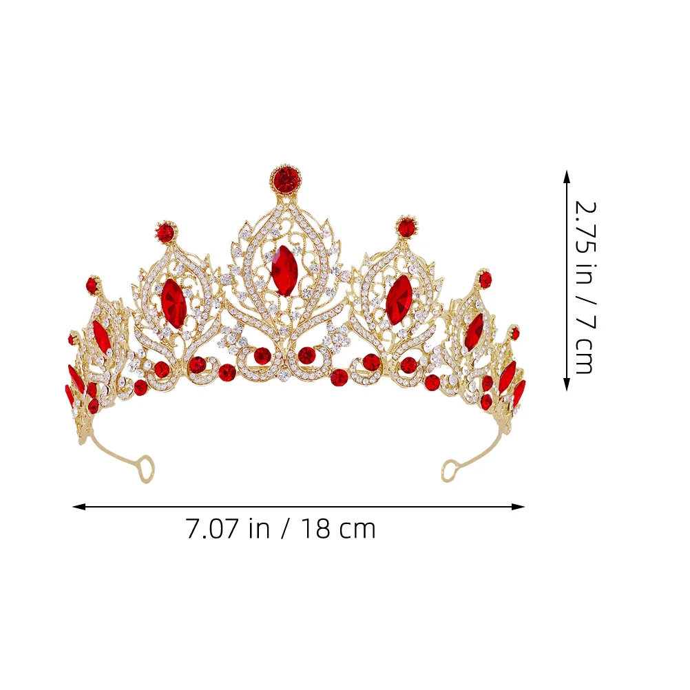 

Crystal Crown Hair Accessories Red Rhinestone Bridal Wedding Party Headpiece Ladies Headband Headdress Tiara for Women