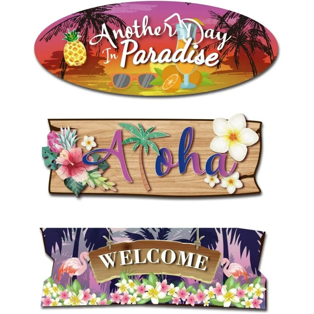 Welcome Hanging Sign Another Day in Paradise Summer Beach Plaque Aloha Bar Pub Yard Garden Hawaiian Style Decorative Wall